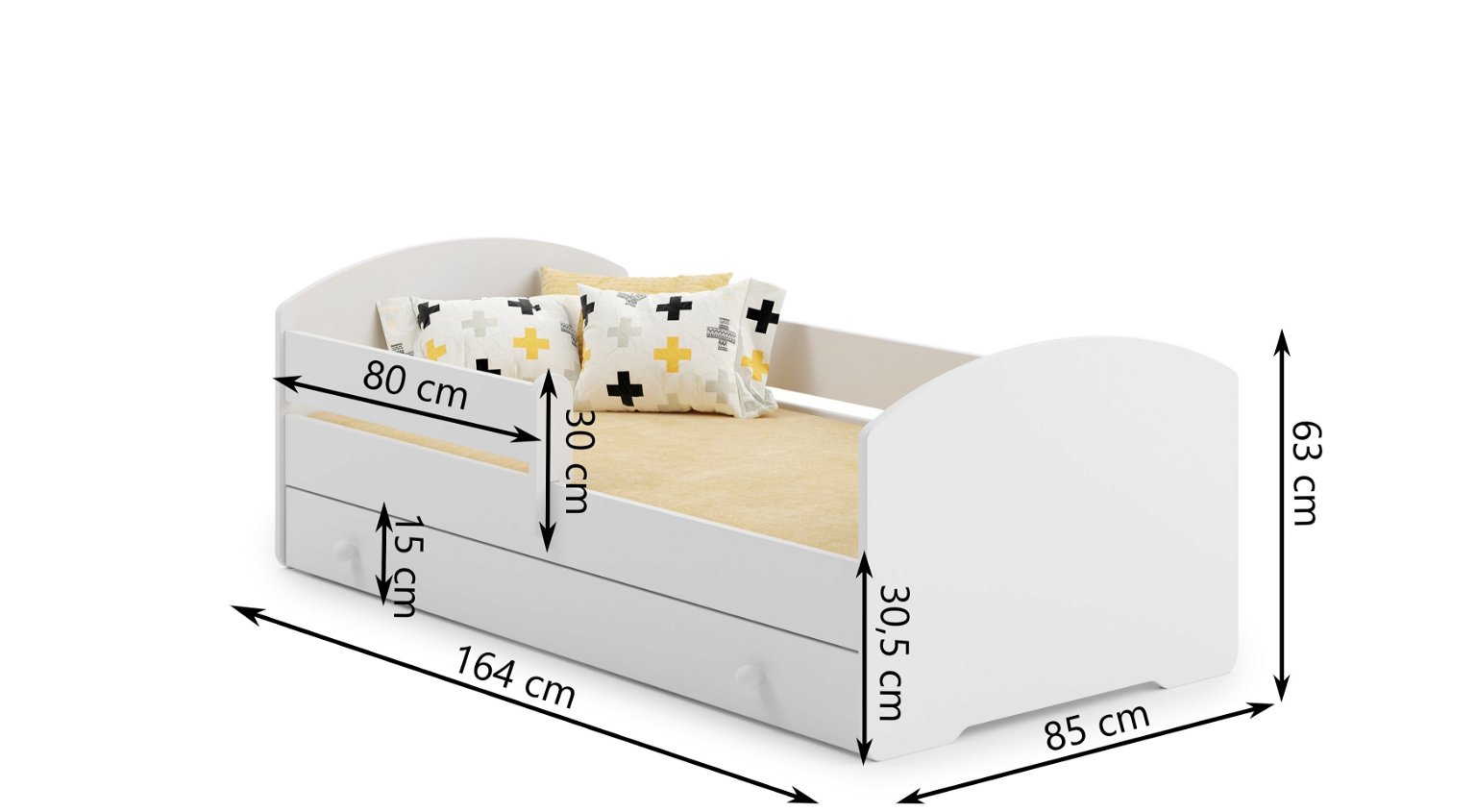 Vaikiška lova su stalčiumi LUK Bar Pink Princess, 160x80 cm - 3