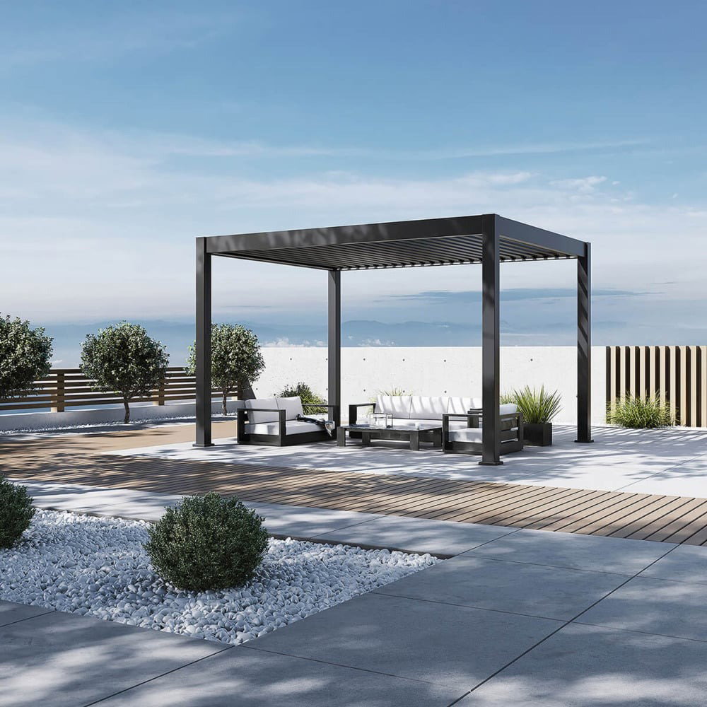 Pavėsinė Pergola DELUXE PRO AUTOMATIC 300x400x256 cm su LED, Anthracite - 3