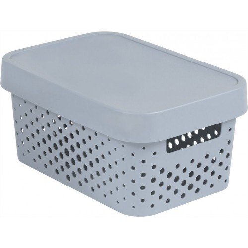 Daiktų saugojimo dėžė su dangčiu CURVER INFINITY DOTS, pilkos spalvos, h12 x 27 x 19 cm, 4,5 L