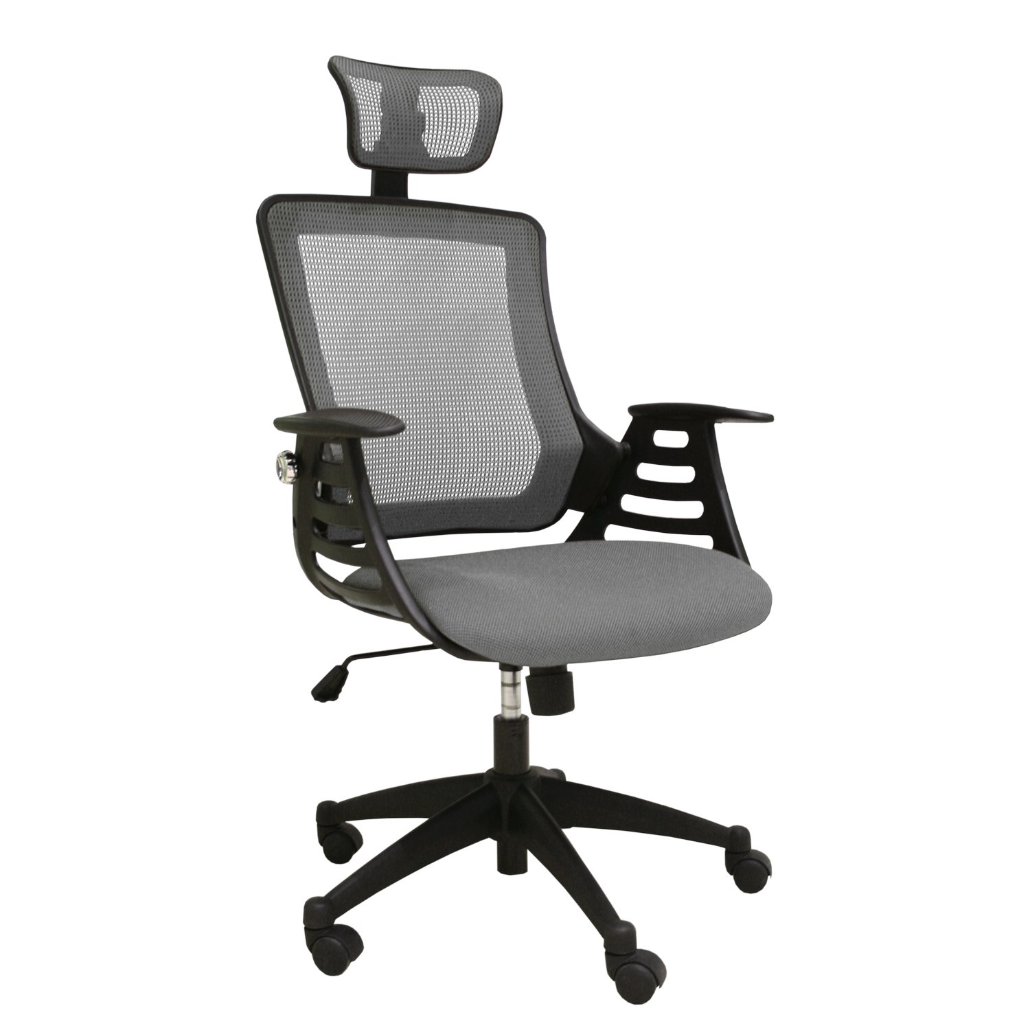 Biuro kėdė MERANO su galvos atrama, 64,5x49x96-103 cm, pilka - 1