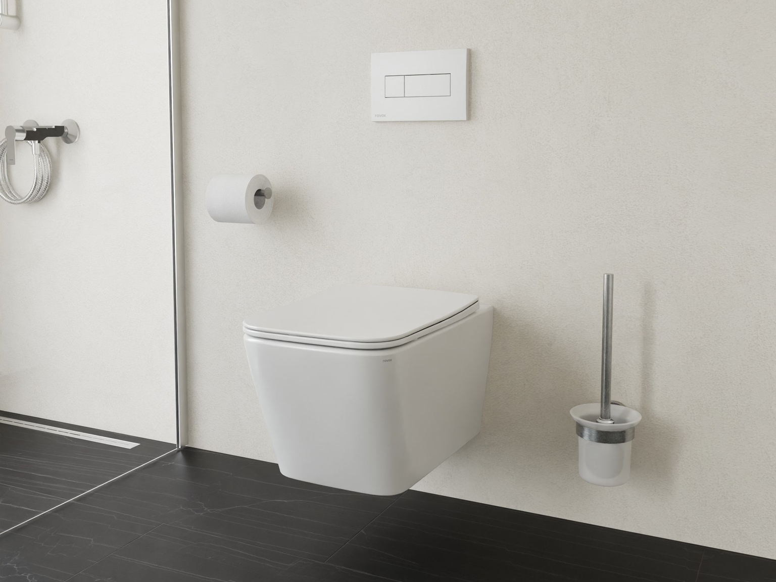 Pakabinamas unitazas Natural RimOff set, baltas - 4