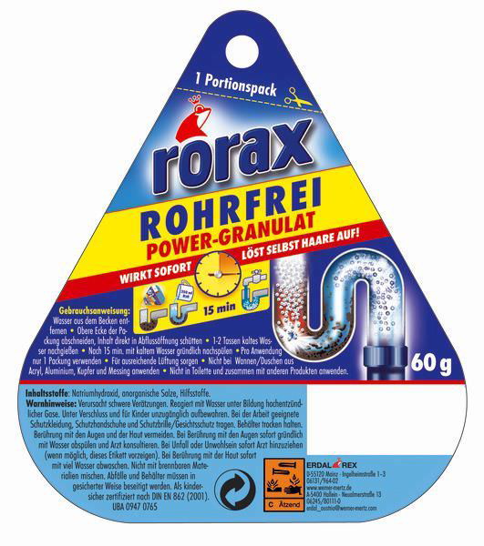 Kanalizacijos vamzdžių valiklis RORAX, 60 g-0