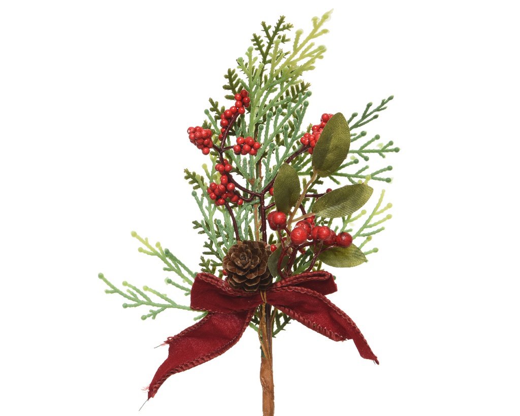 Kalėdinė dekoracija BRANCH, žalios/raudonos sp., 10 x 26 cm