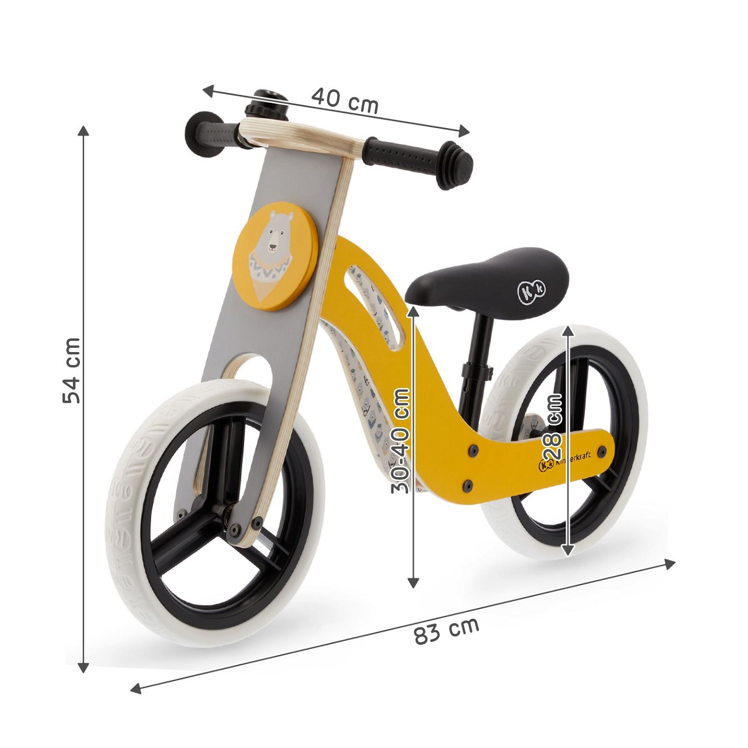 Balansinis dviratis KINDERKRAFT Uniq, geltonas, 12" - 3
