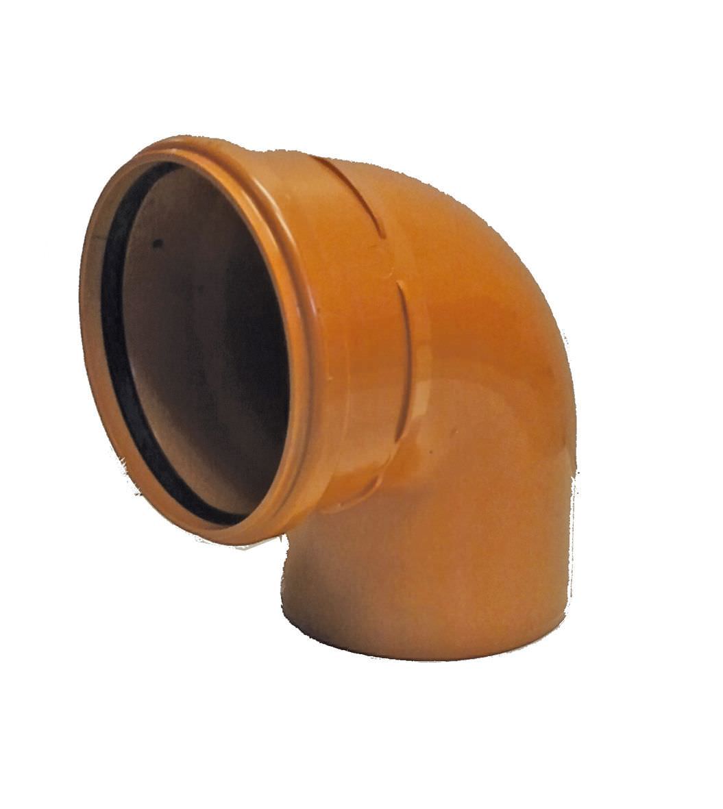 PVC lauko kanalizacijos alkūnė WAVIN DN110, 90°-0