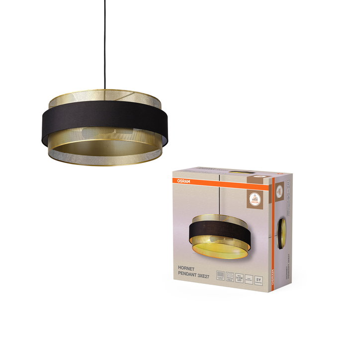 Pakabinamas šviestuvas OSRAM HORNET PENDANT 3xE27 10W juodos/aukso sp, Ø50x150cm - 4
