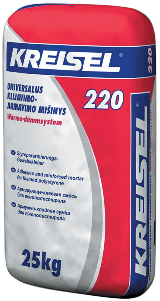 Klijavimo ir armavimo mišinys polistireno ir vatos plokštėms KREISEL WARMEDAMMSYSTEM 220, 25 kg-0