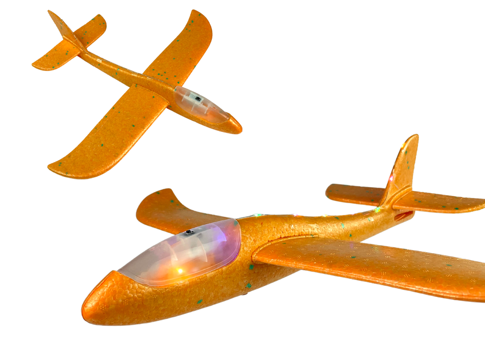 Didelis lėktuvas iš putplasčio, oranžinis