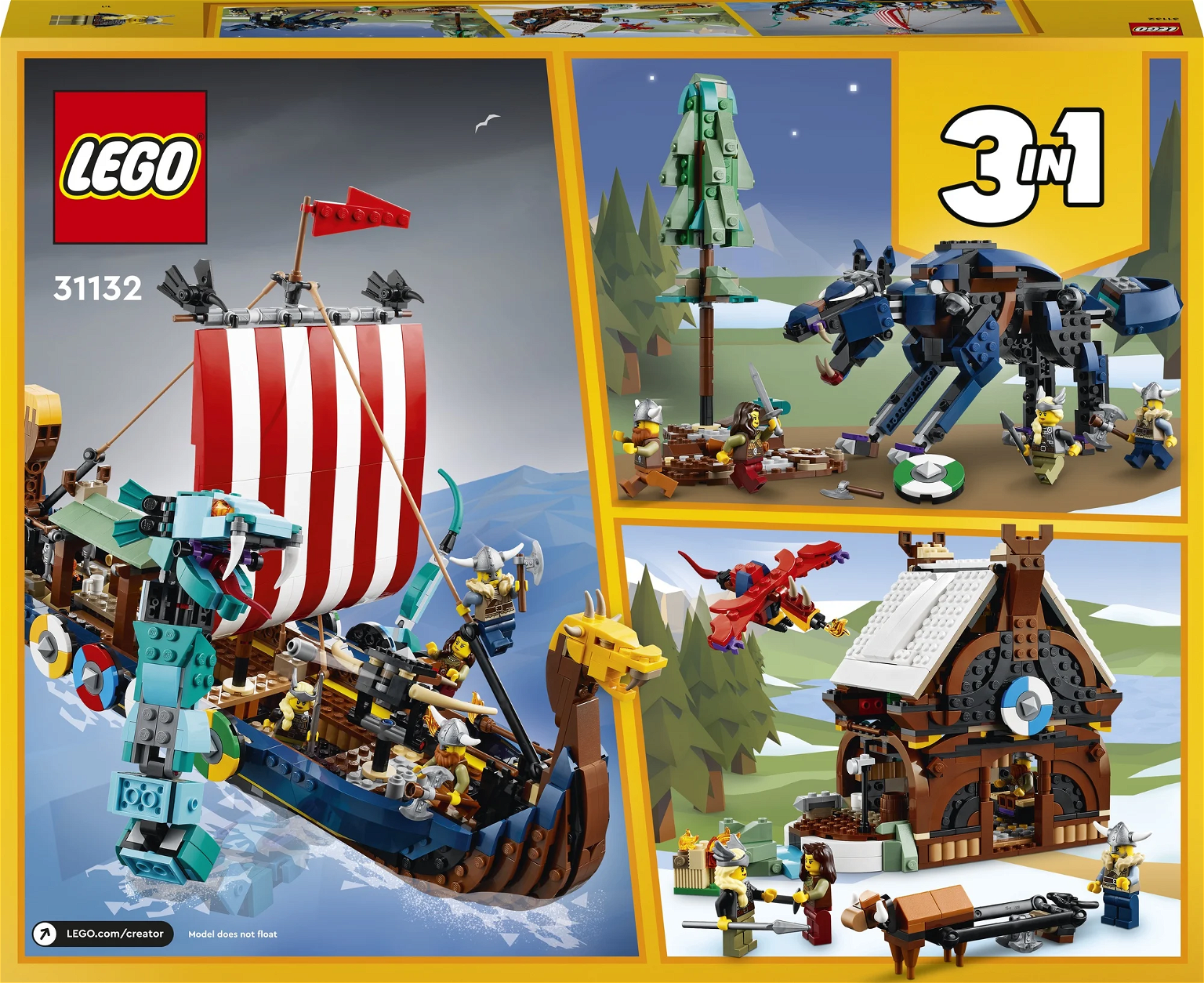 Konstruktorius LEGO® Creator Vikingų laivas ir Midgardo gyvatė 31132 - 2