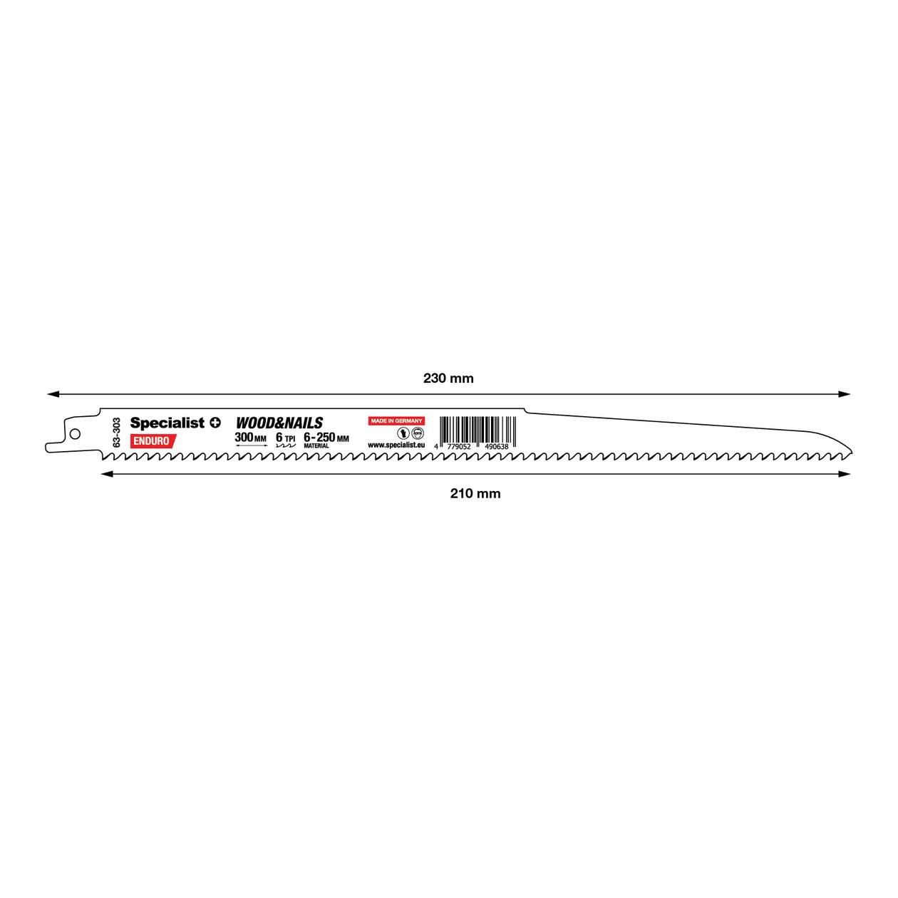Tiesinio pjūklo pjūklelis SPECIALIST+, 300 mm, 6 TPI, medienai su vinimis-1