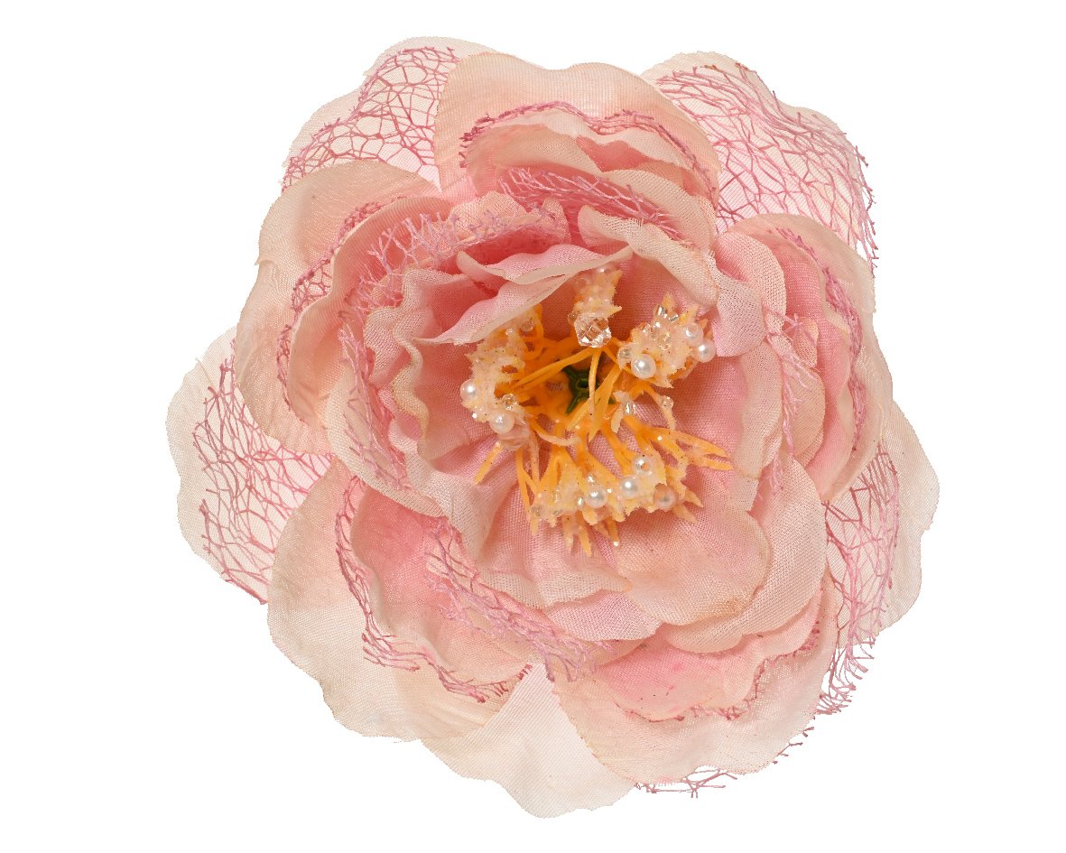 Įsegama kalėdinė dekoracija EVERLANDS Peony Rose, šviesiai rožinės sp., 13 x 6 cm, 1 vnt