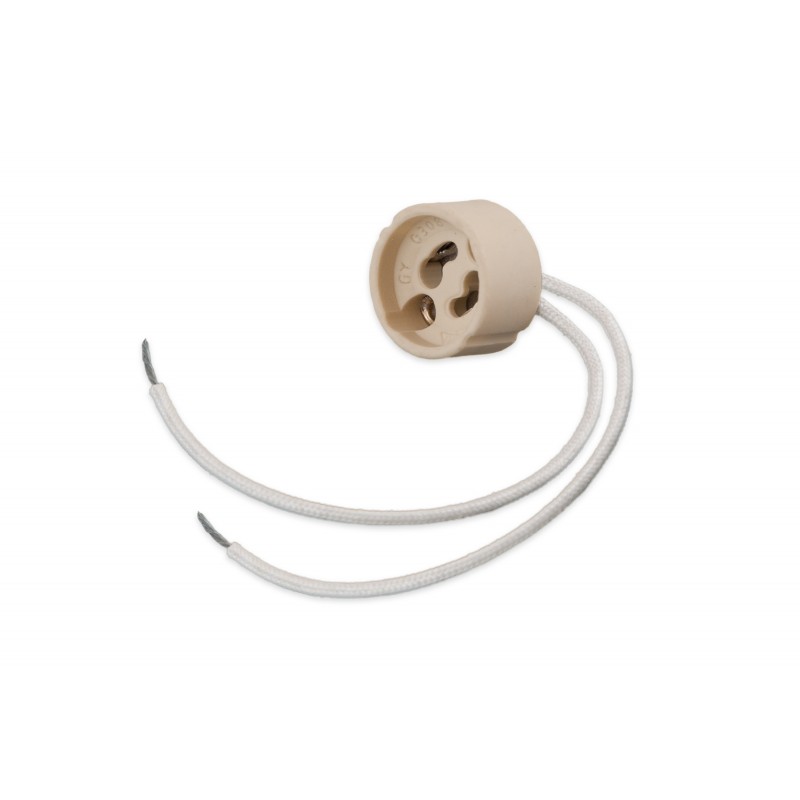 Lizdas su 15 cm laidu, GU10, D22mm,  baltos sp., keramikinis-0