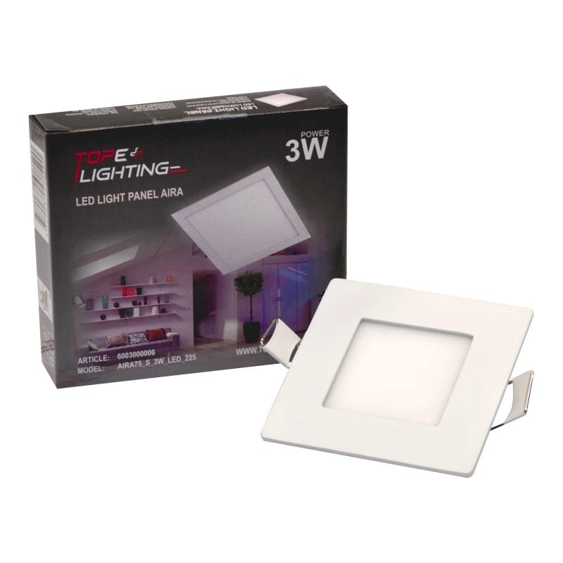 Įleidžiama LED panelė TOPE AIRA, 3 W, 208 lm, 3000 K, IP40, kvadrato f. - 6