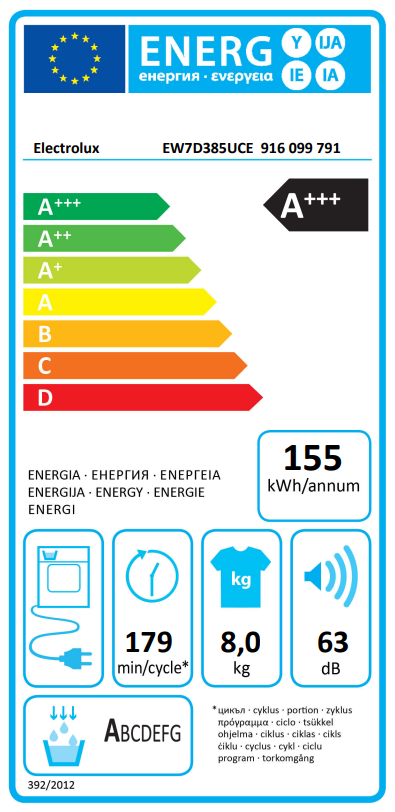 Džiovyklė ELECTROLUX EW7D385UCE, 8 kg - 3