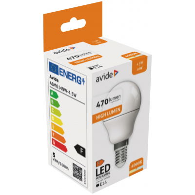 LED lemputė AVIDE, E14, G45, 4,5W (=40W), 4000K, 220-240V, 470 lm - 2
