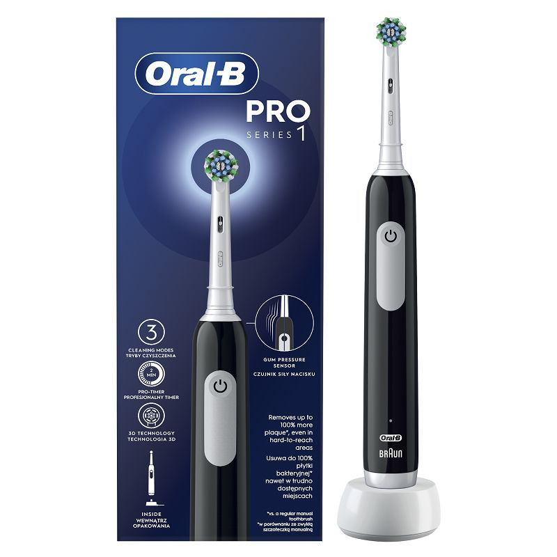 Elektrinis dantų šepetėlis Oral-B D305.513.3 Pro Series 1 Black Cross Action, juodos sp. - 1
