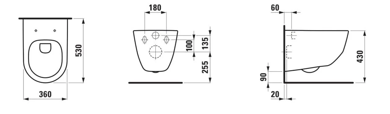 Pakabinamas unitazas LAUFEN PRO RIMLESS, be dangčio, matinės juodos sp.-1