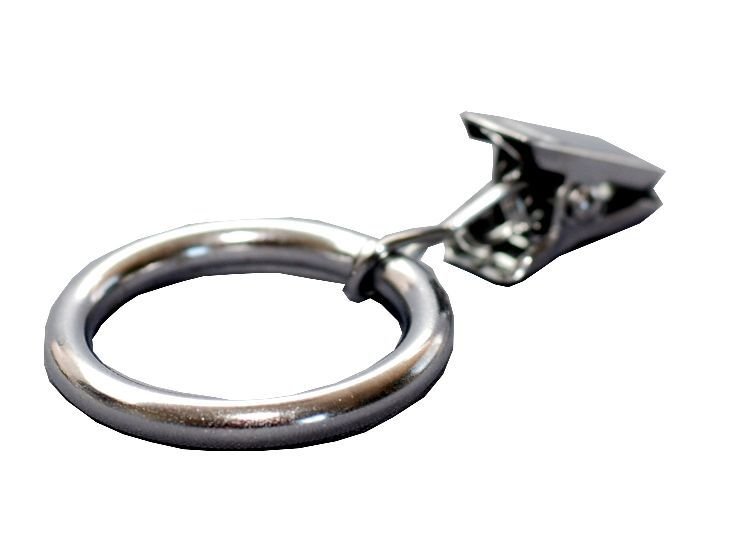 Karnizo žiedai su segtukais CLASSIC, metaliniai, blizgios sidabro sp., Ø16 mm, 10 vnt.
