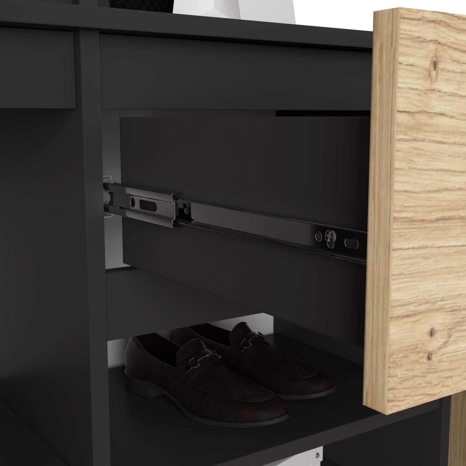 Prieškambario komplektas ENTRO PK, juoda/artisan ąžuolo - 4