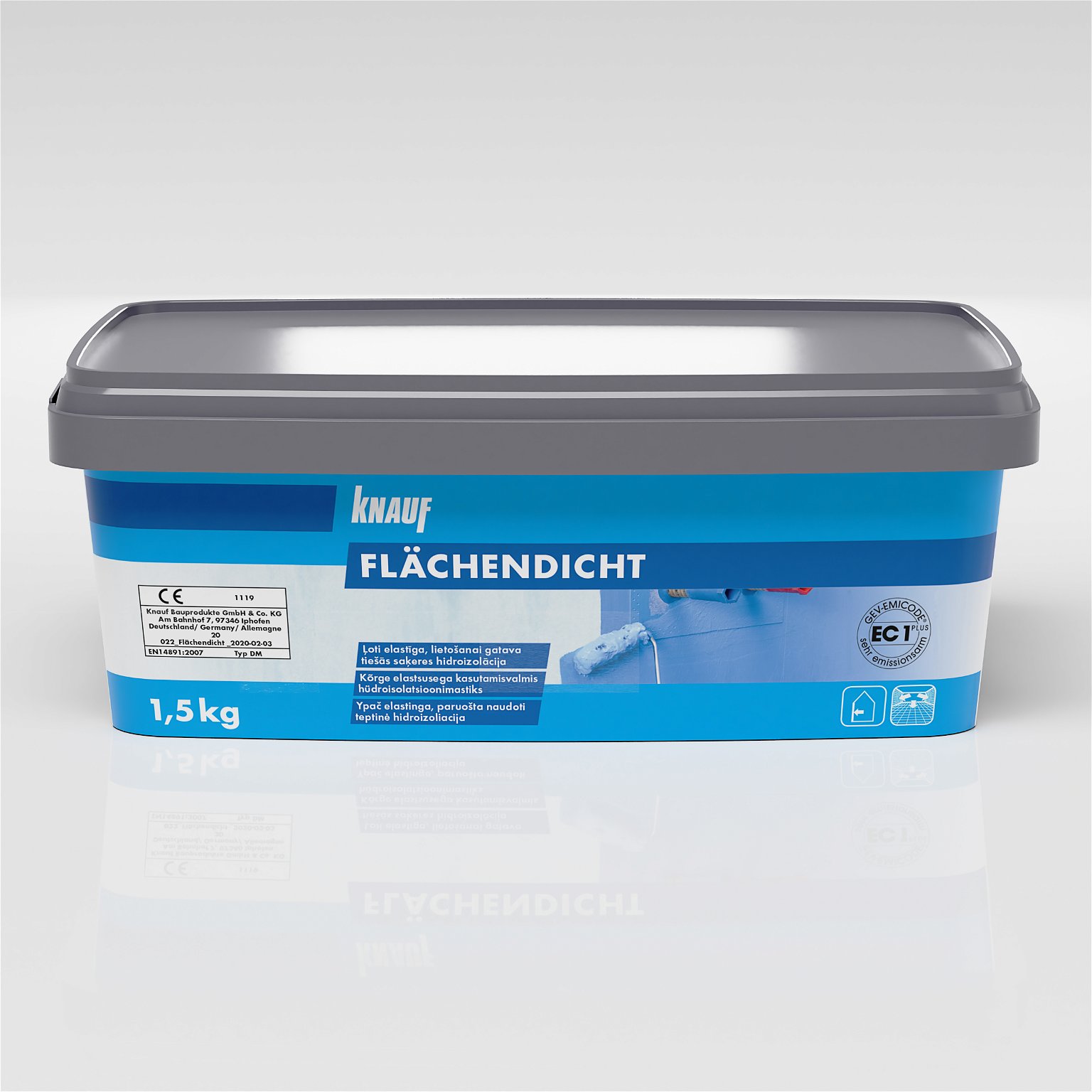 Hidroizoliacinė mastika KNAUF FLACHENDICHT, 1,5 kg