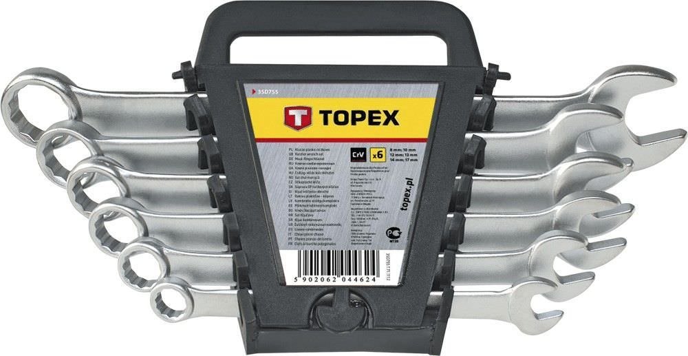 Kombinuotų raktų rinkinys TOPEX, 8 dalių, 6-19 mm
