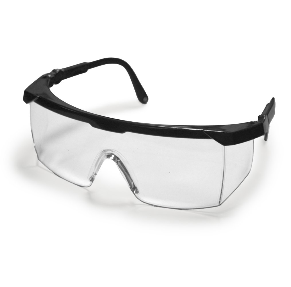 Apsauginiai akiniai su juodu rėmeliu P650RR, skaidrūs, atsparūs smūgiams
