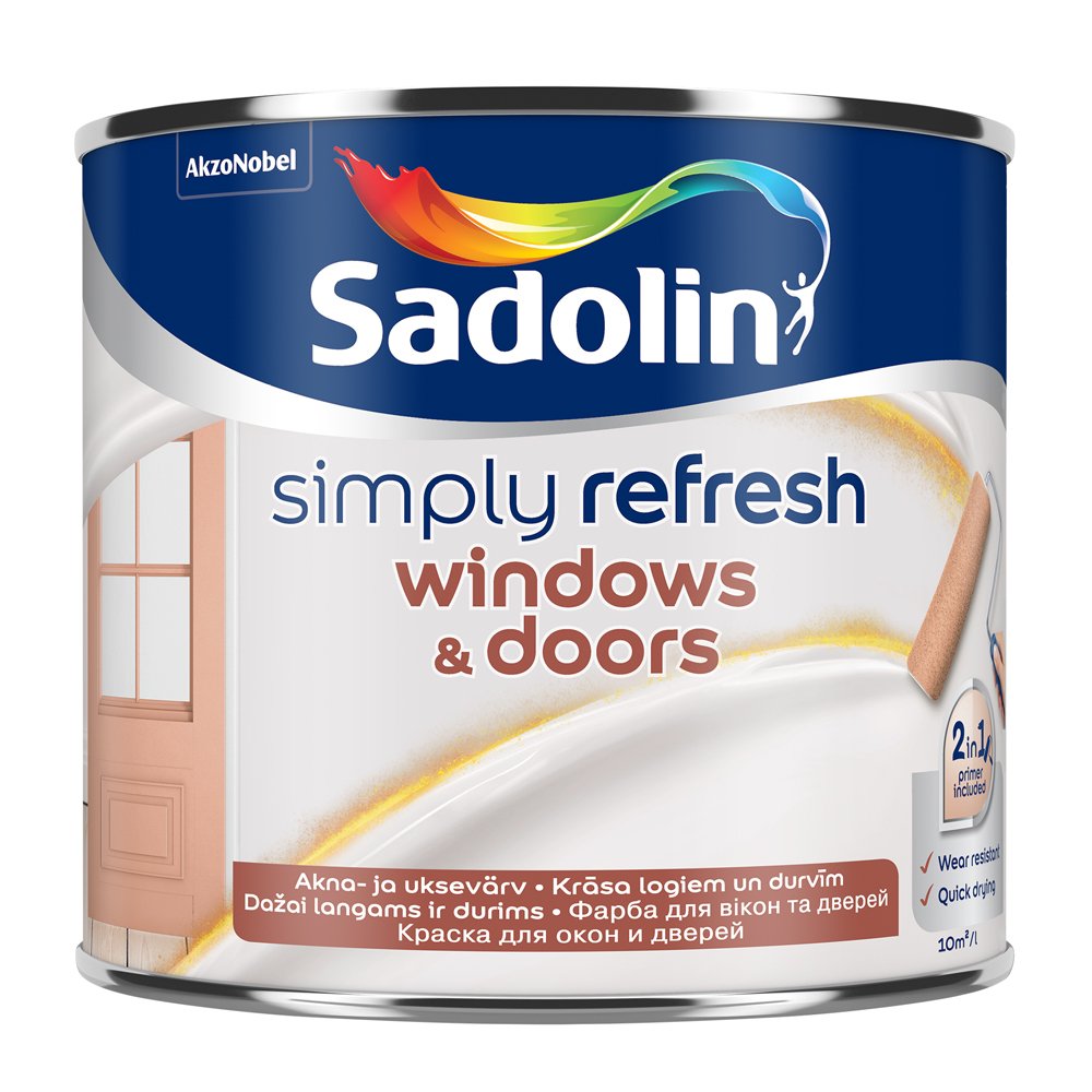 Emaliniai dažai SADOLIN SIMPLY REFRESH, durims/langams, pusiau matiniai, BW bazė, 2,5 l-0