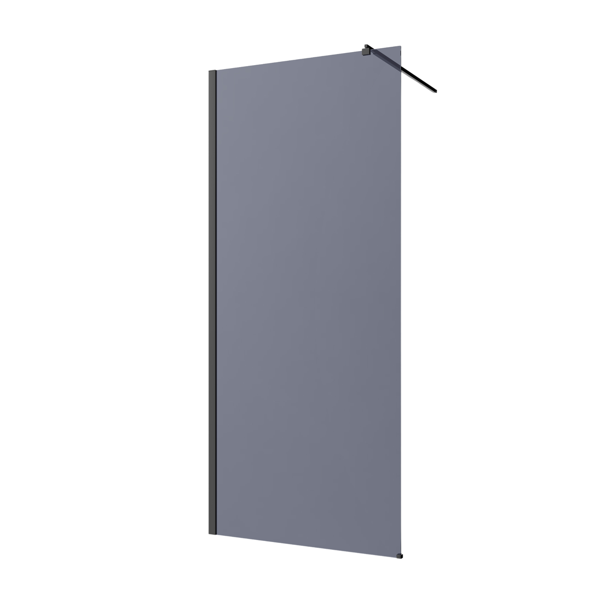 Dušo sienelė INVENA WALK IN II, 8 mm grafito stiklas, juodos sp. rėmas, 100 x 200 cm-0