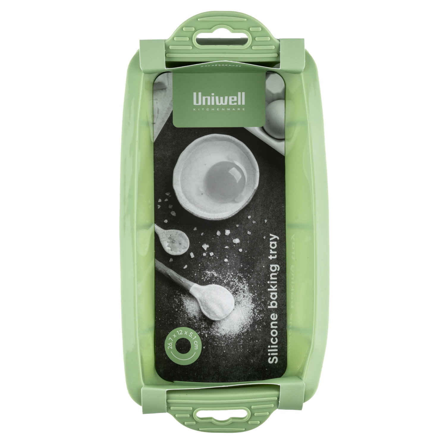 Silikoninė kepimo forma UNIWELL, žalios sp., 26 x 12 cm-0