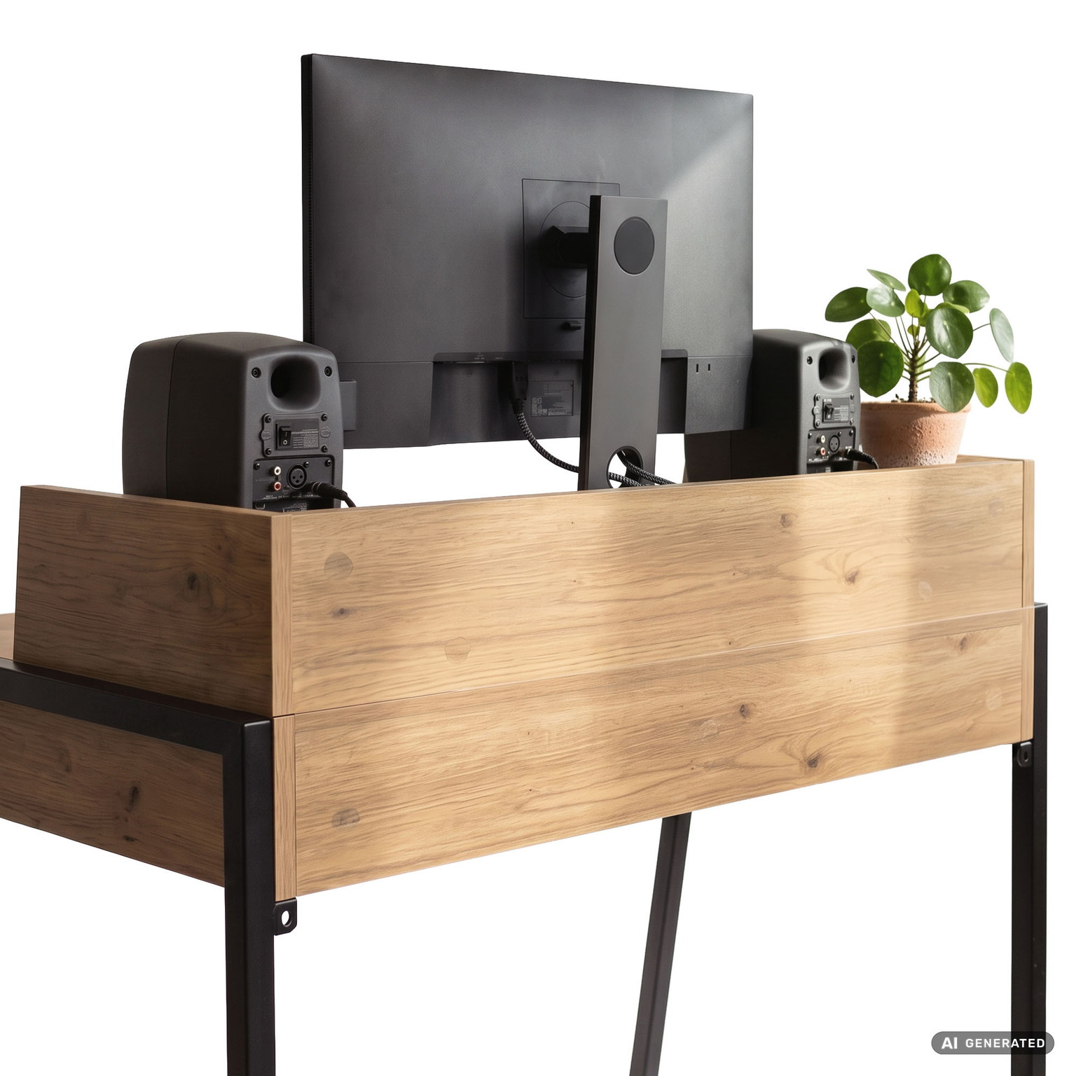 Rašomasis stalas su stalčiais Akord Furniture Factory Flux, 48 cm x 78 cm, 95 cm, juoda sp./artisan oak sp. - 4