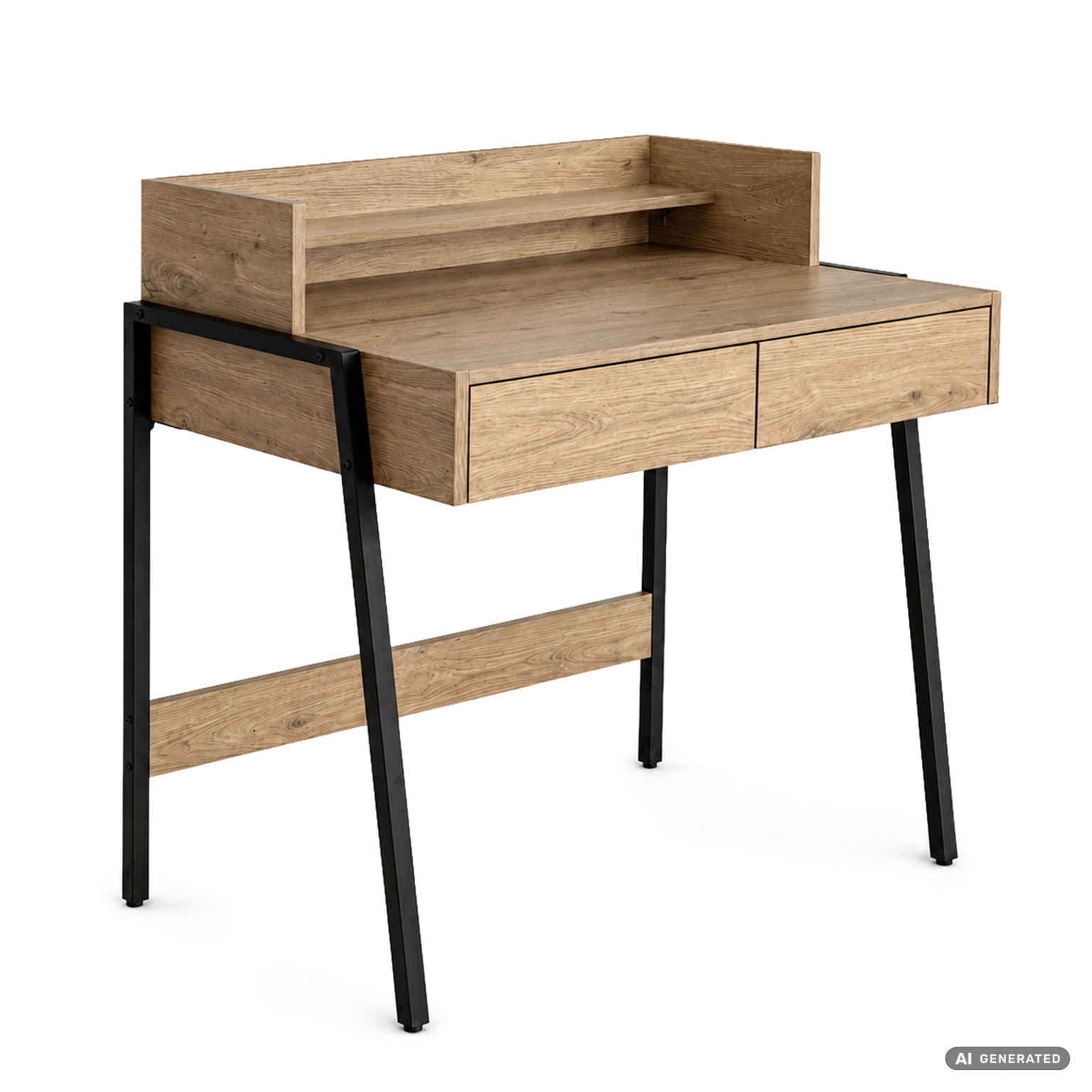 Rašomasis stalas su stalčiais Akord Furniture Factory Flux, 48 cm x 78 cm, 95 cm, juoda sp./artisan oak sp. - 1