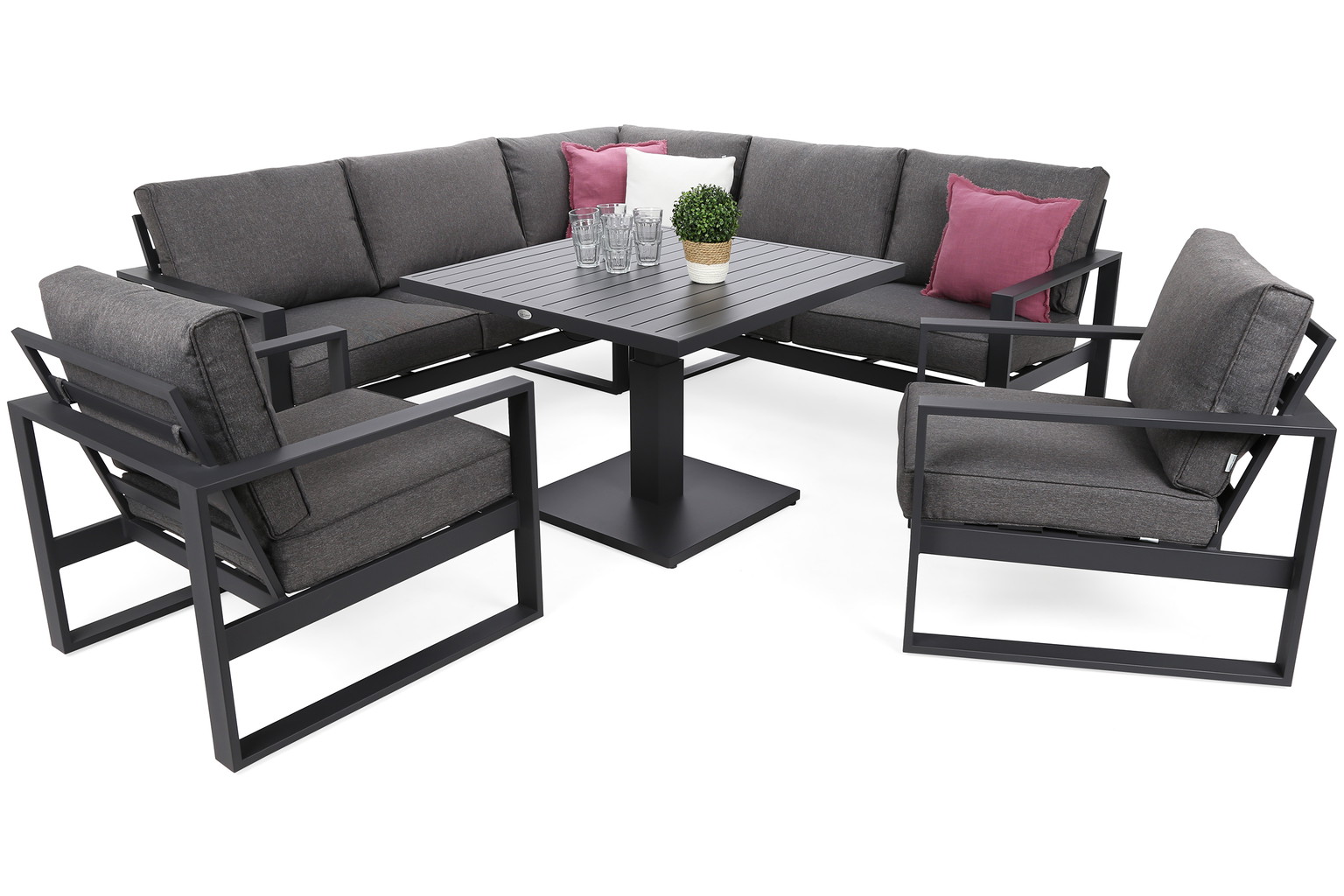 Lauko baldų komplektas Sorrento Comfort Corner, 7 vietų, tamsiai pilka-0