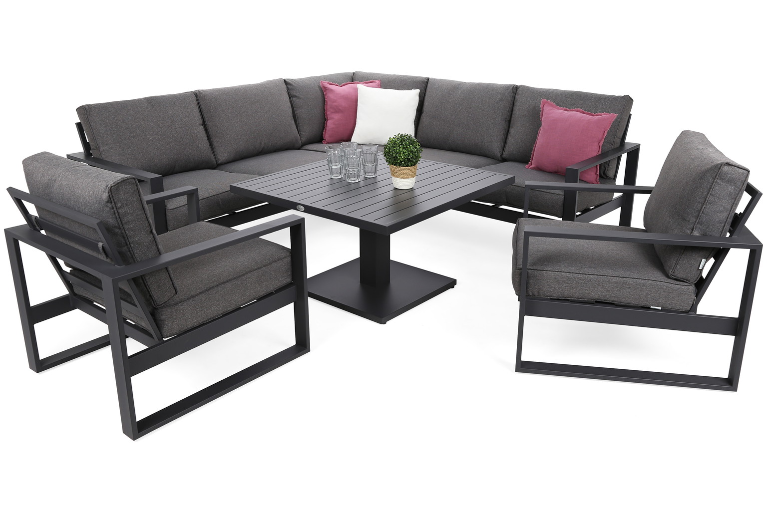 Lauko baldų komplektas Sorrento Comfort Corner, 7 vietų, tamsiai pilka-1