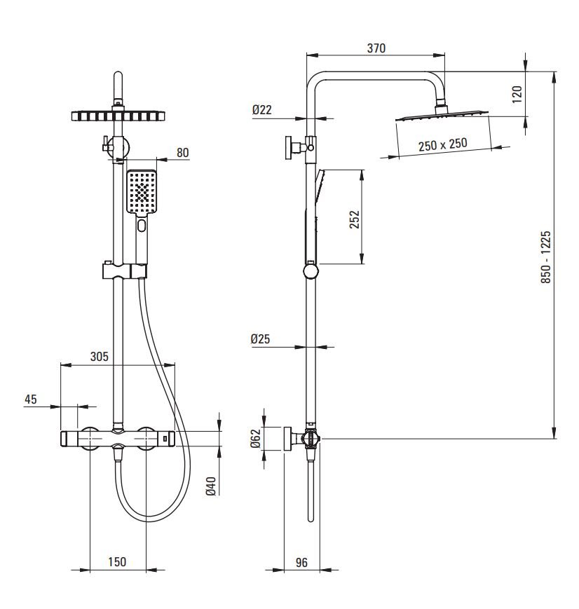 Dušo sistema Deante su termostatiniu maišytuvu NAC_Z4HT, aukso - 4