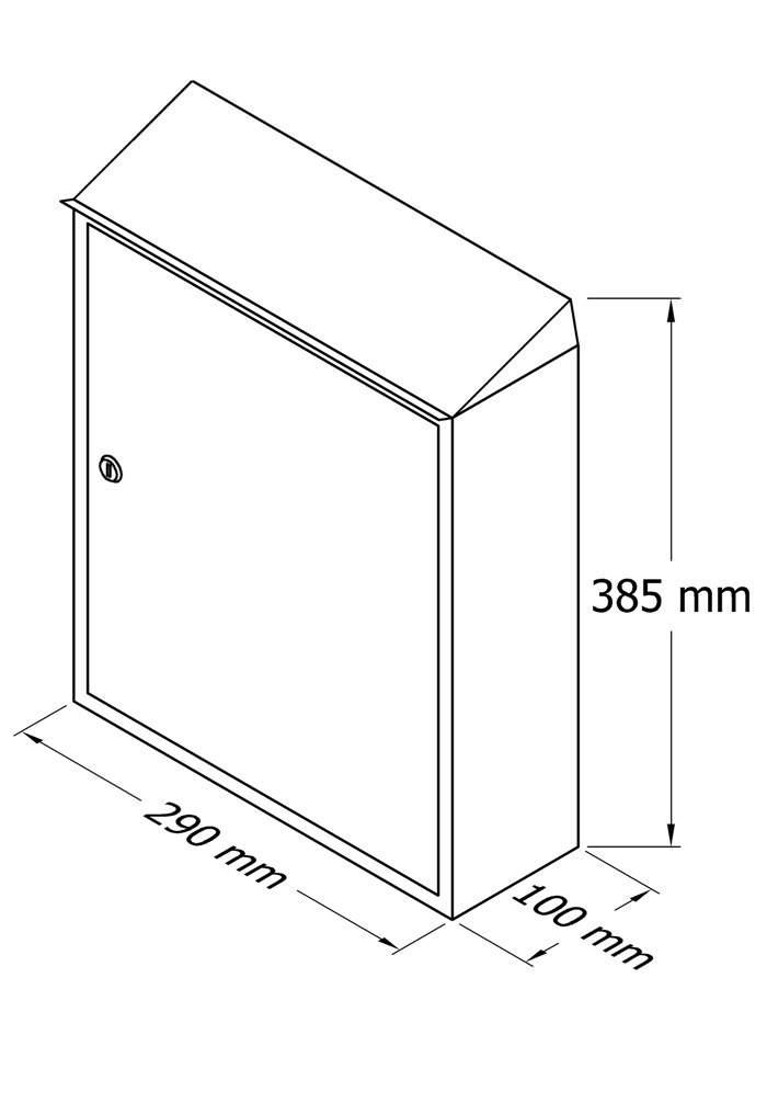 Pašto dėžutė PD 900, 385 x 290 x 100 mm, vario sp.-1