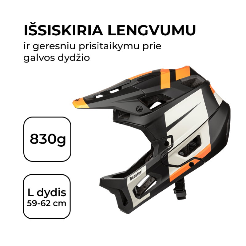 Šalmas Beaster BS831BL, L dydis - 6