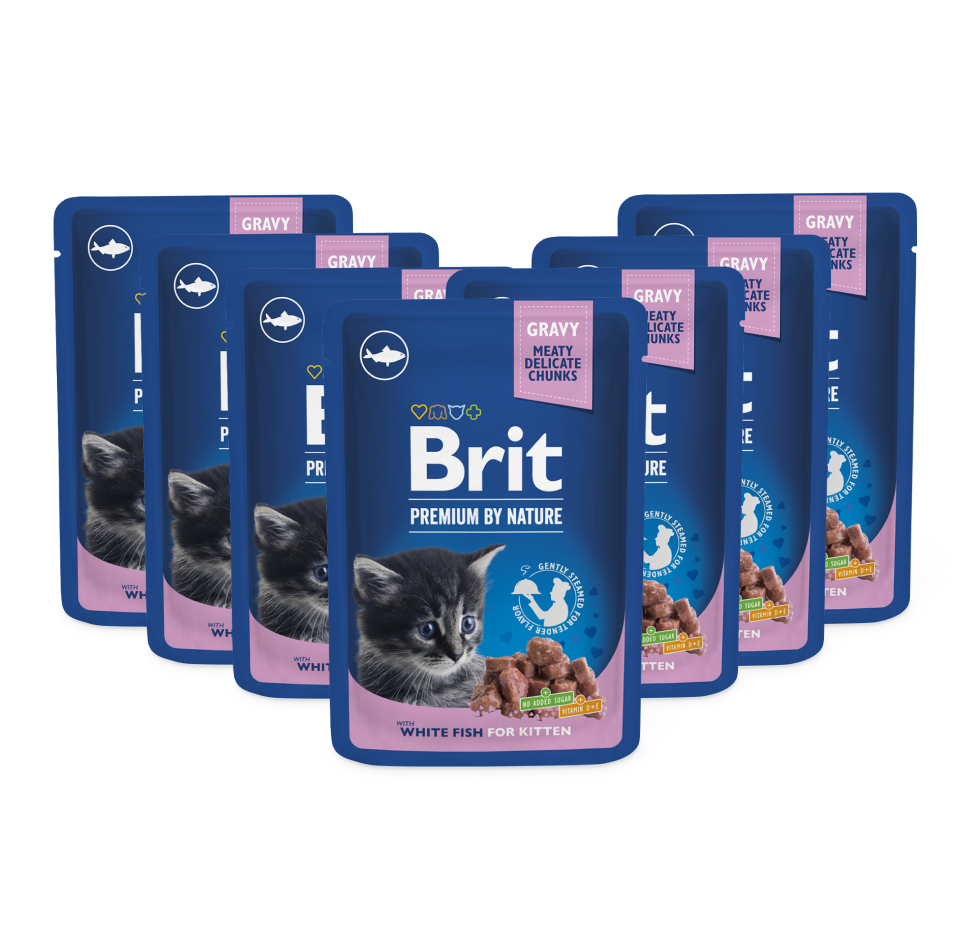 Konservuotas ėdalas katėms Brit Premium White Fish Kitten, 100 g, 24 vnt. - 1