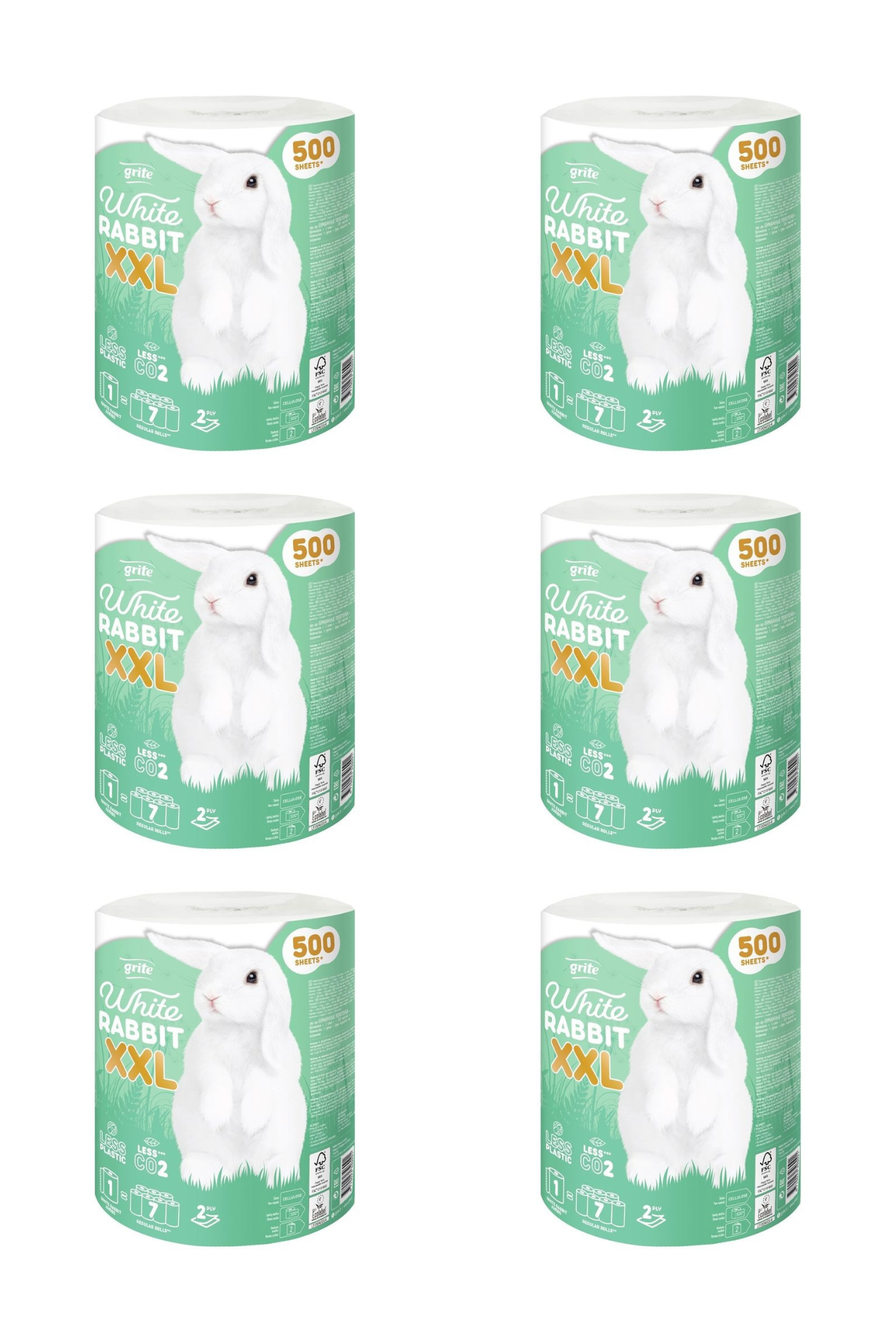 Popieriniai rankšluosčiai GRITE White Rabbit  XXL, 2 sl., 1 rit., 6 vnt.-0