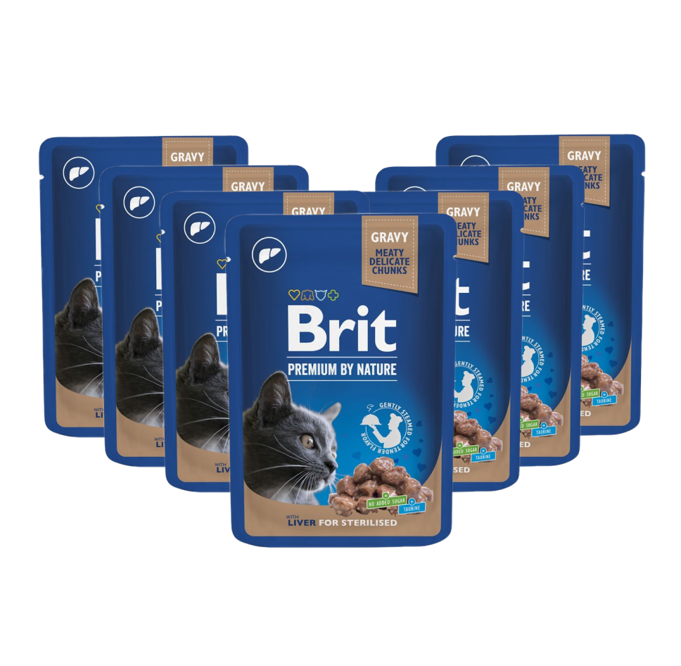 Konservuotas ėdalas katėms Brit Premium Liver for Sterilised, 100 g, 24 vnt.-0