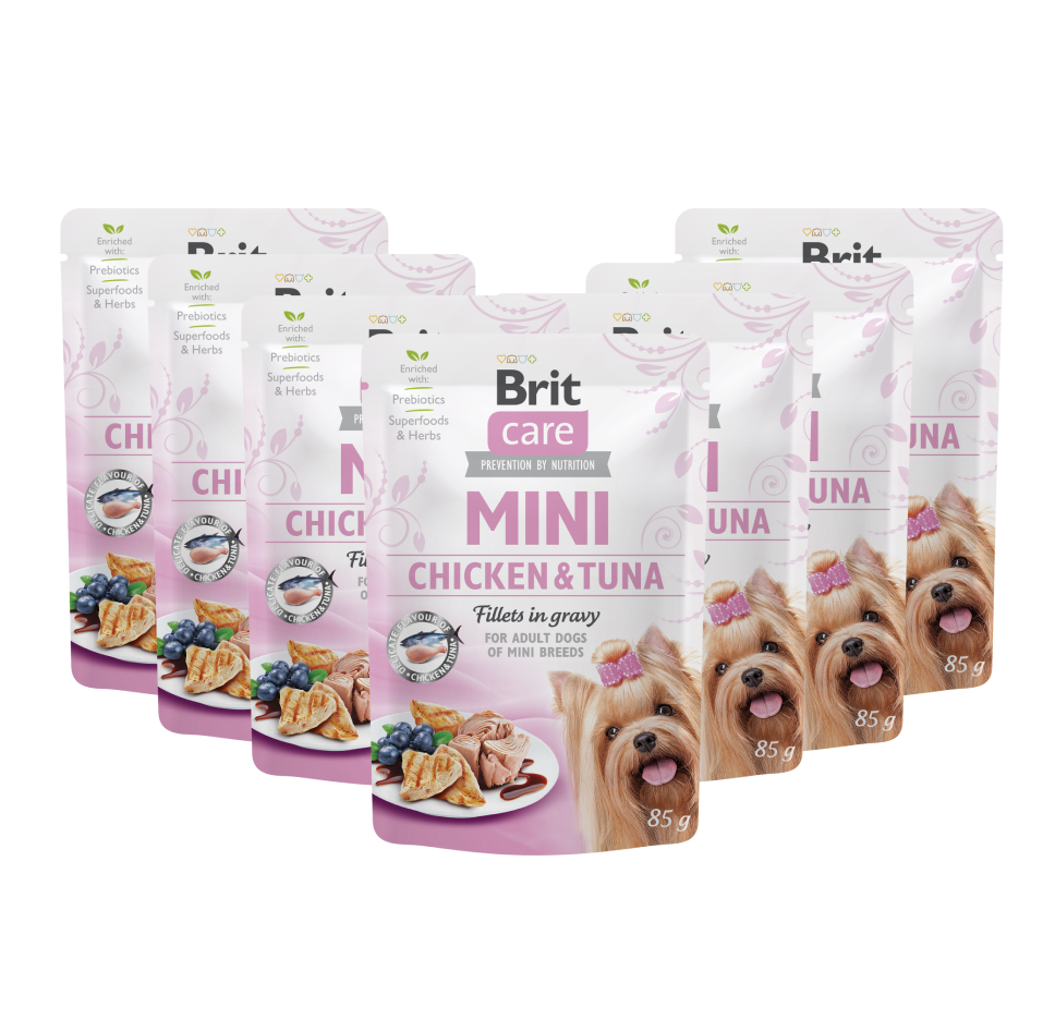 Konservuotas ėdalas šunims Brit Care Mini Chicken&Tuna fillets in gravy, 85 g, 24 vnt.-0