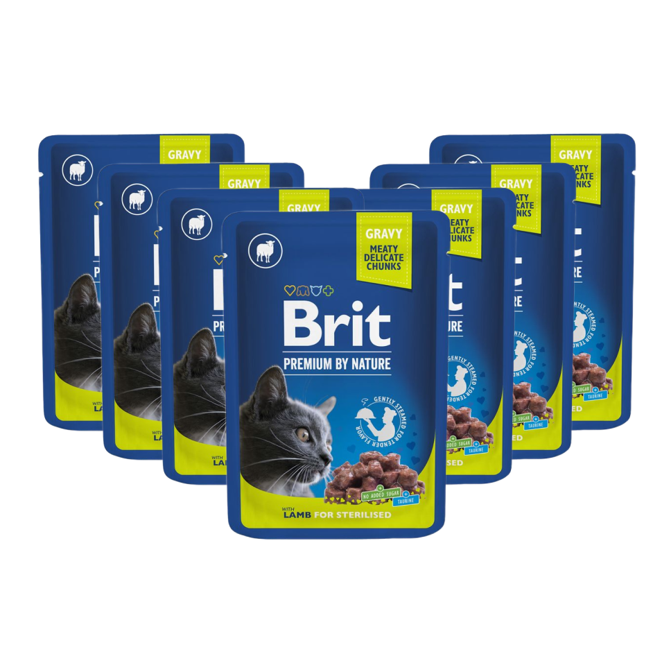 Konservuotas ėdalas katėms Brit Premium Lamb for Sterilised, 100 g, 24 vnt.-0