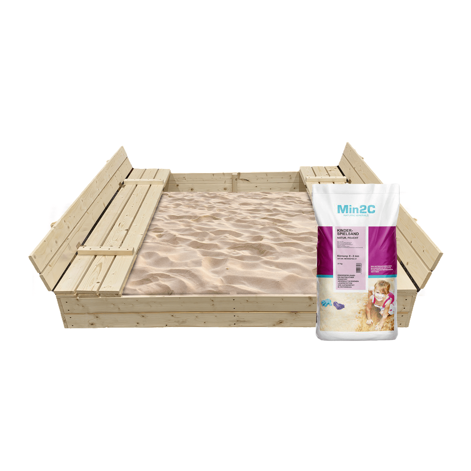 Smėlio dėžė Bonus Orbis su patiesalu ir 400 kg smėlio, 160x160 cm
