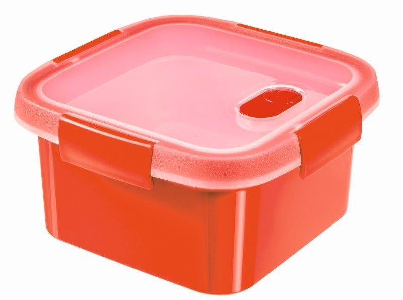 Plastikinis maisto laikymo indelis CURVER Smart Eco Line, raudonos sp., h9 x 16 x 16 cm, 1,1 L