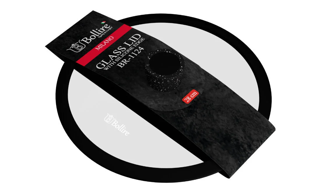 Keptuvės dangtis BOLLIRE Silicon, stiklinis, ø 28 cm-0