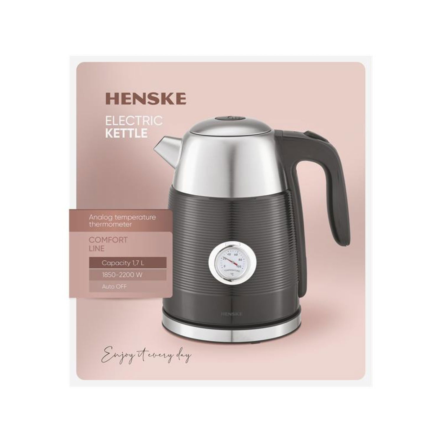 Elektrinis, nerūdijančio plieno virdulys HENSKE HHB8708AB-1, 1,7 l - 2