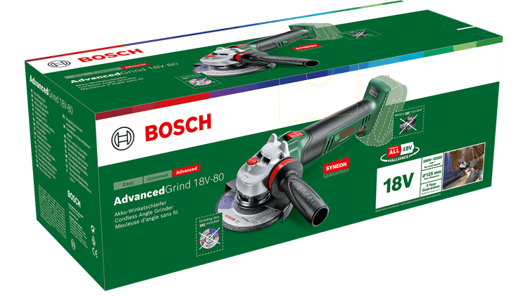 Akumuliatorinis kampinis šlifuoklis BOSCH AdvancedGrind 18V-80, 18 V, 125 mm, be akumuliatoriaus - 3