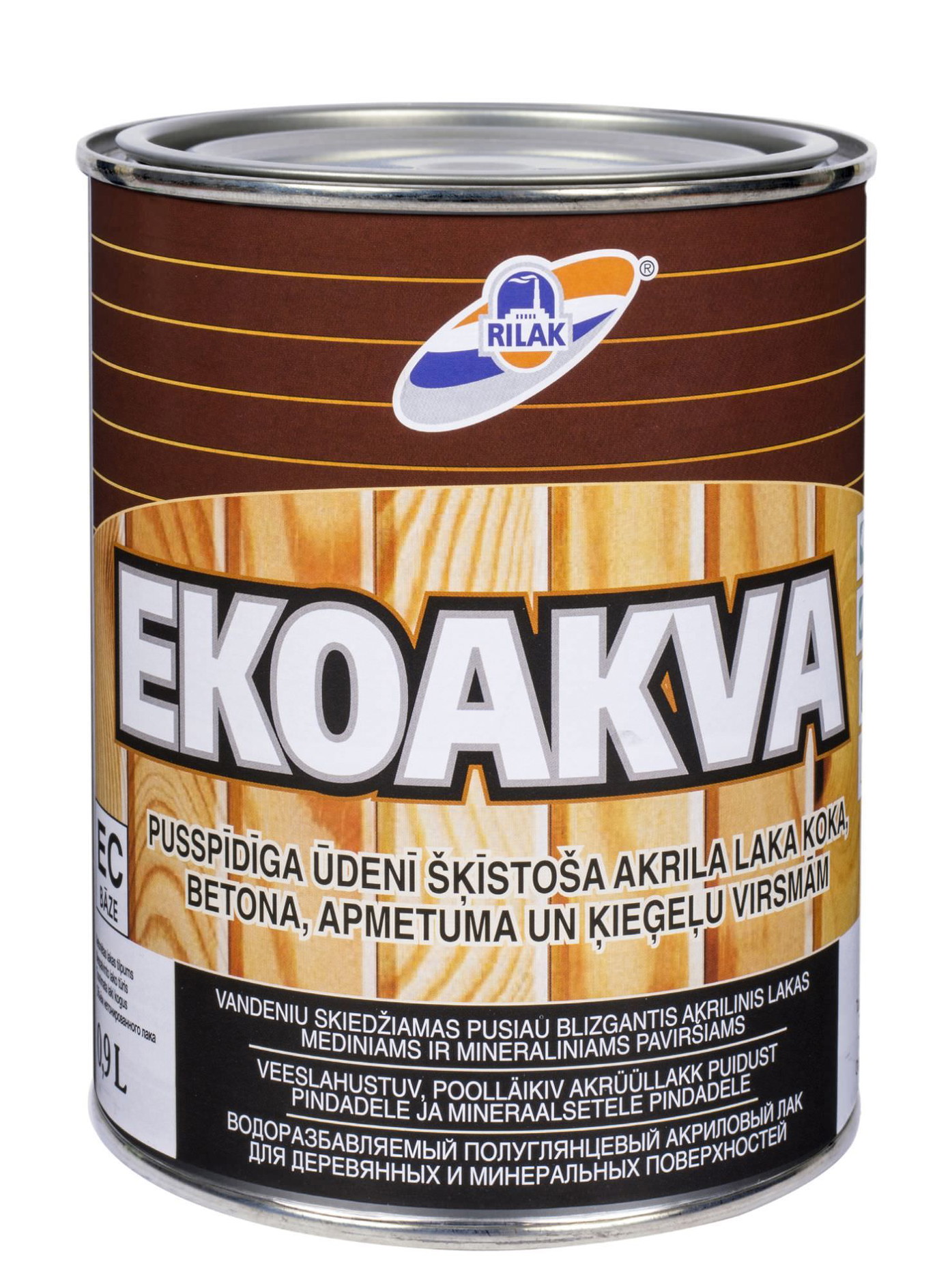 Vandeniu skiedžiamas akrilinis lakas RILAK EKOAKVA, pusiau blizgus, 900 ml-0