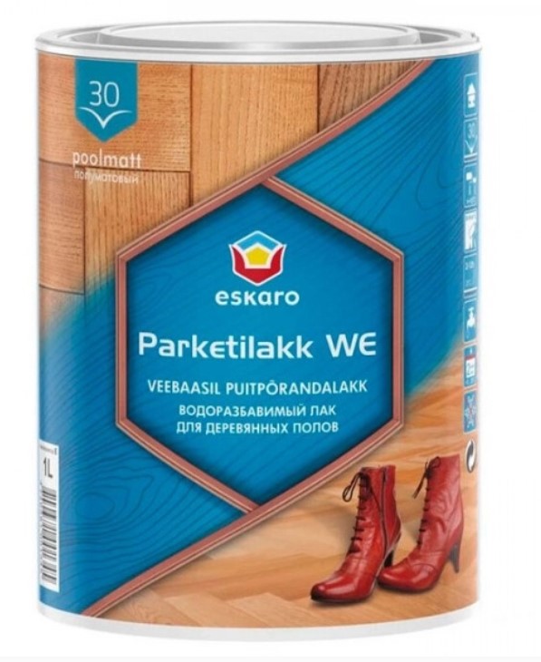 Medinių grindų lakas ESKARO Parketilakk WE, pusiau matinis, 1l-0