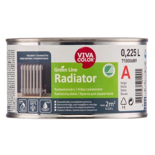 Radiatorių dažai VIVACOLOR GREEN LINE RADIATOR, pusiau matiniai, baltos sp., 225 ml