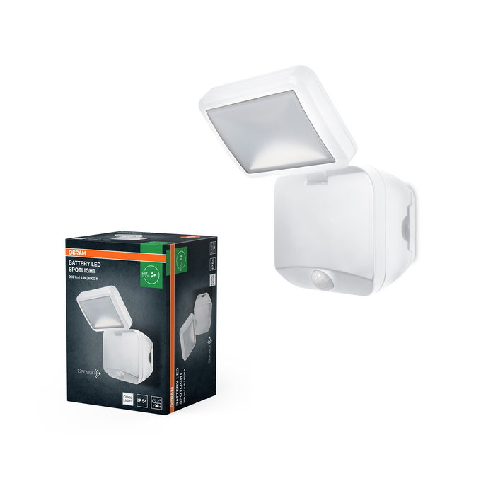LED prožektorius OSRAM SPOTLIGHT SENSOR, IP54 4W 4000K 260lm 4xD elementai, su jud. davikliu, baltas - 3